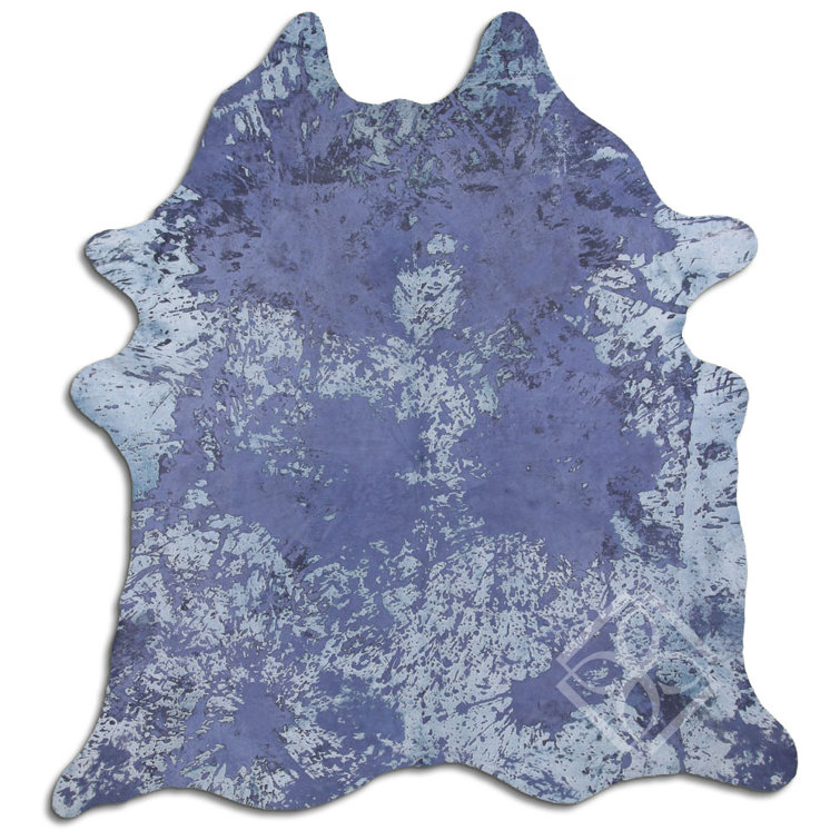 17 Stories Athal Handmade Cowhide Navy Blue Rug Wayfair